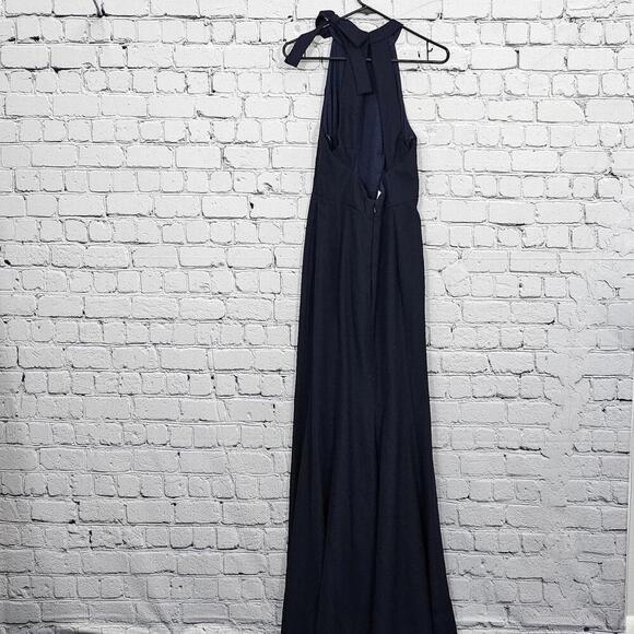 2/$50 After Six Midnight Crepe Halter Dress w/ Tie Neck 6827 Size 10R - Picture 5 of 9